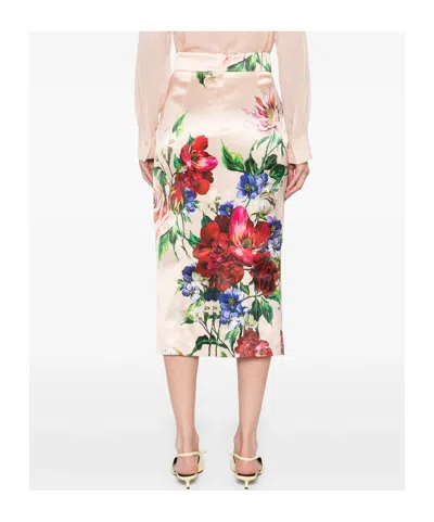 Dolce & Gabbana Longuette Skirt With Floral Print In Multi