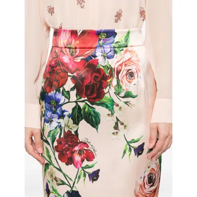 Dolce & Gabbana Longuette Skirt With Floral Print In Multi