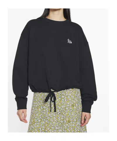 Maison Kitsuné Baby Fox Patch Drawstring Comfort Sweatshirt In Black