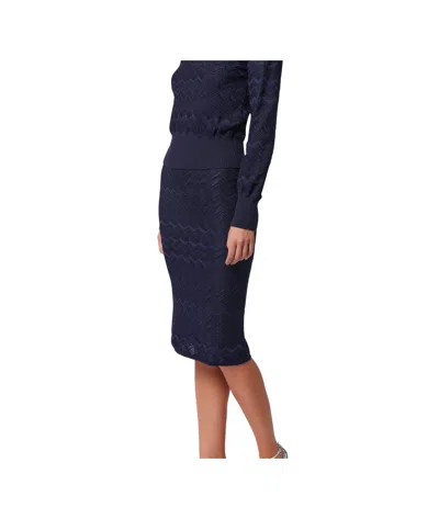 Missoni Midi Skirt In Chevron Wool And Viscose In Blue