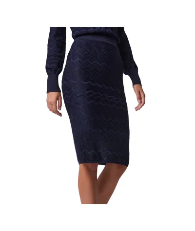 Missoni Midi Skirt In Chevron Wool And Viscose In Blue