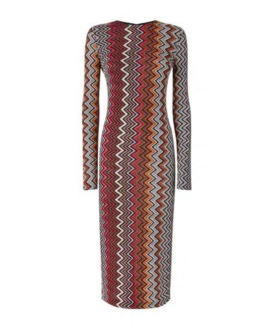 Missoni Wool Blend Knit Midi Dress In Multicolor