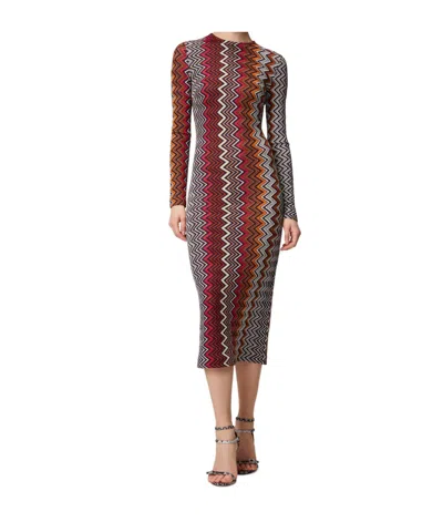 Missoni Wool Blend Knit Midi Dress In Multicolor