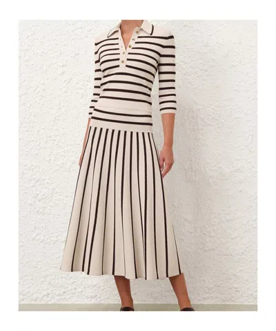 Zimmermann Stripe Midi Sweater Skirt In Neutral