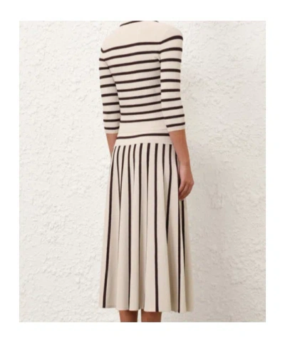 Zimmermann Stripe Midi Sweater Skirt In Neutral