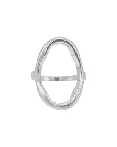 Adornia Silver Open Hammered Oval Ring