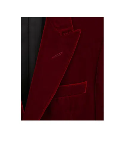 Saint Laurent Velour Blazer In Red