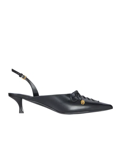 Givenchy Lace-up Slingbacks In Leather In Black