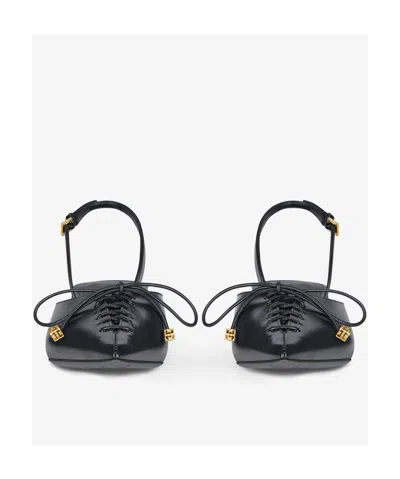 Givenchy Lace-up Slingbacks In Leather In Black