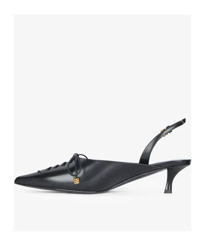Givenchy Lace-up Slingbacks In Leather In Black