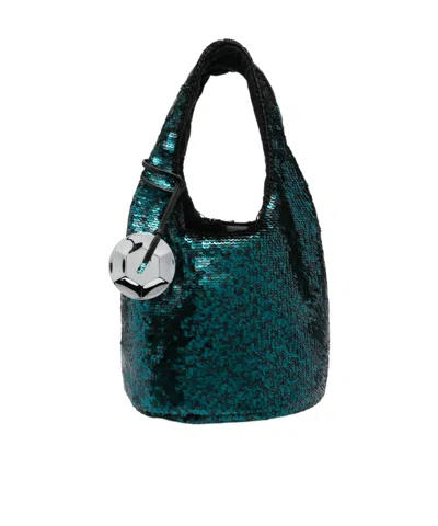 Jw Anderson J.w. Anderson Sequin Shoulder Bag In Green Polyester In Racing Green