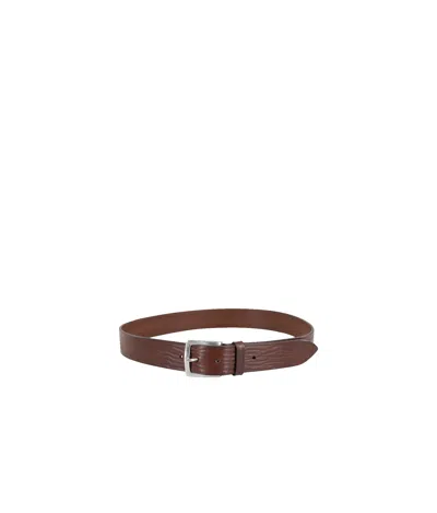 Orciani Textured Wave Leather Belt With Metallic Buckle In Testamoro