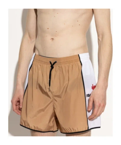 Dsquared2 Drawstring Swimming Trunks In Nude