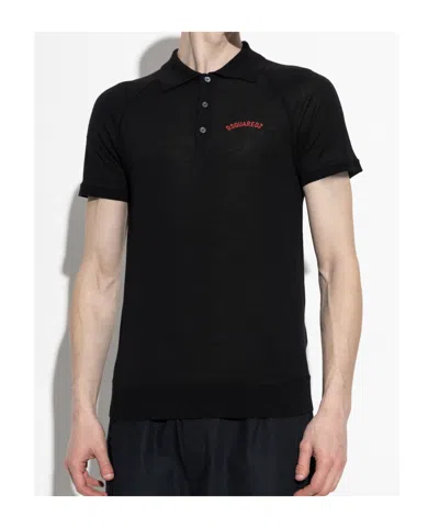 Dsquared2 Knit Polo Shirt In Black