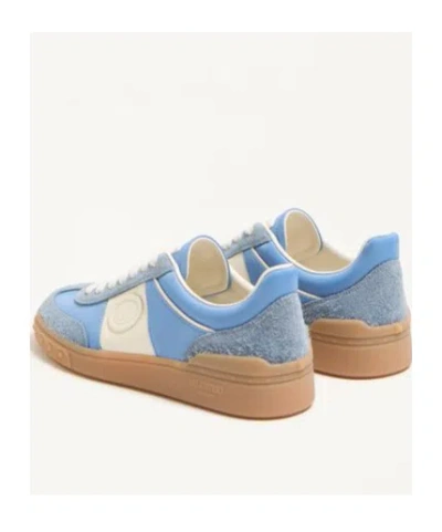 Valentino Upvillage Split Leather Sneakers In Gray/sky Blue