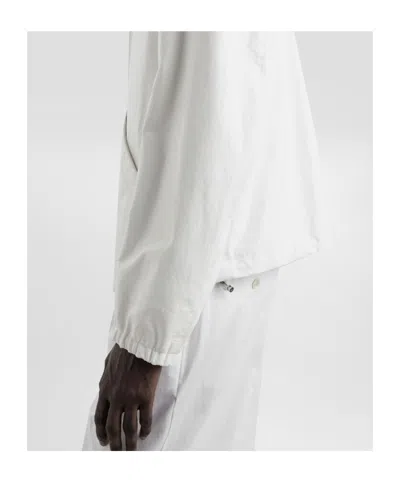 Dolce & Gabbana Leather And Fabric Jacket With Reversible Hood In White