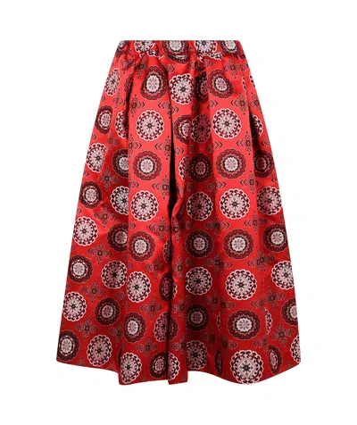 Comme Des Garçons Woman Midi Pleated A-line Skirts In Red Multi