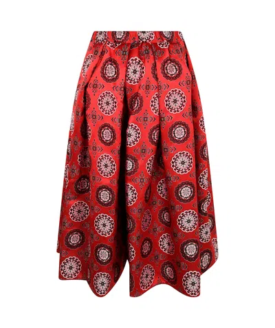 Comme Des Garçons Woman Midi Pleated A-line Skirts In Red Multi