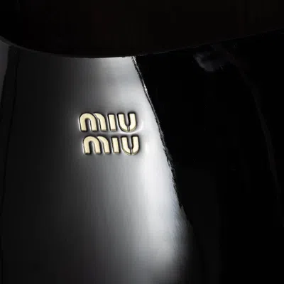 Miu Miu Open-toe Black Patent Sandals With Decorative Studs In Black