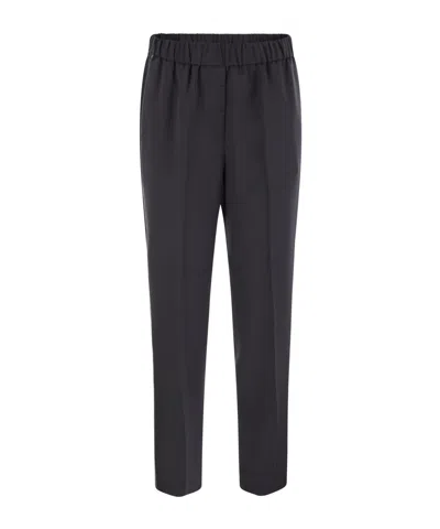 Peserico Soft Pants Made Of Stretch Viscose Technical Canvas In Black