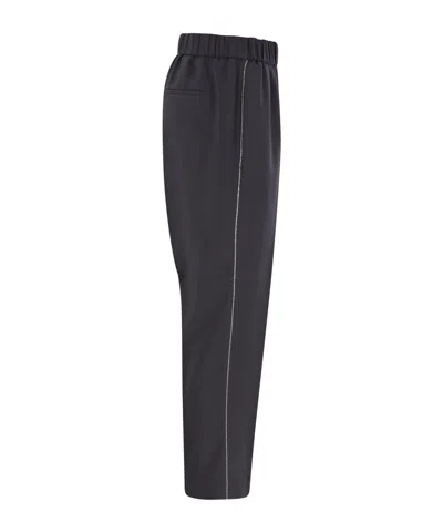 Peserico Soft Pants Made Of Stretch Viscose Technical Canvas In Black