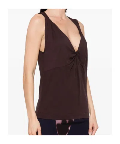 Dries Van Noten Twist-front Satin-jersey Top In Burgundy