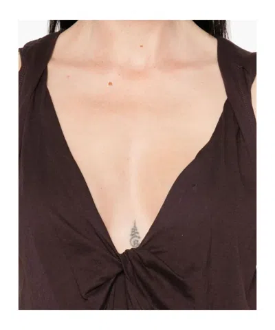 Dries Van Noten Twist-front Satin-jersey Top In Burgundy