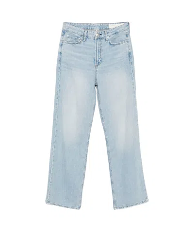 Rag & Bone Logan Featherweight Mid Rise Wide Leg Jeans In Greenport In Light Blue