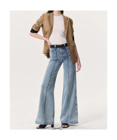 Rag & Bone Skylar High-rise Clementine Wide Leg Flare In Blue