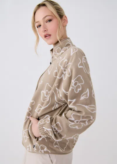 Lole Aura Zipped Sweater In Open Flora Light Fossil