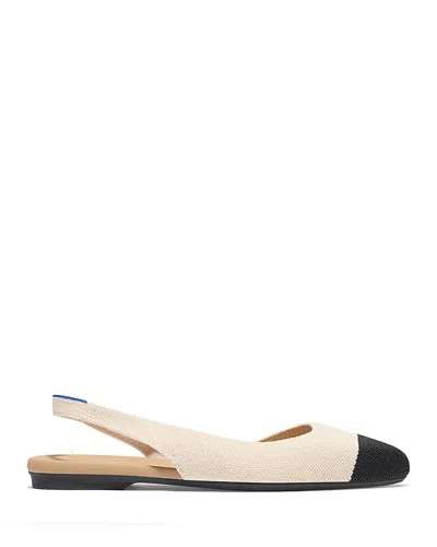 Rothys The Almond Slingback In White In Conch Captoe
