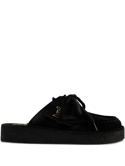 Clarks Originals Black Desert Nomad Mules In Black Sde