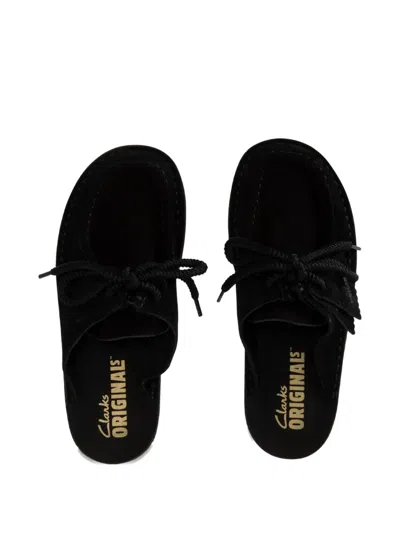 Clarks Originals Black Desert Nomad Mules In Black Sde