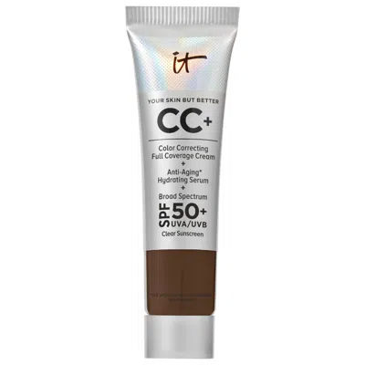 It Cosmetics Mini Cc+ Cream Full Coverage Color Correcting Foundation With Spf 50+ Deep Cool 0.4 oz / 23 ml In Deep Cool