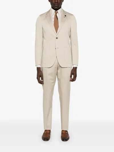 Lardini Single-breasted Wool Suit In Neutrals