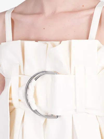 Jw Anderson Belted Pleated Mini Dress In Neutrals