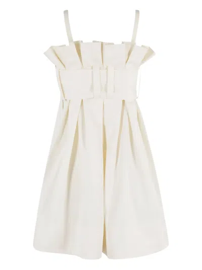 Jw Anderson Belted Pleated Mini Dress In Neutrals
