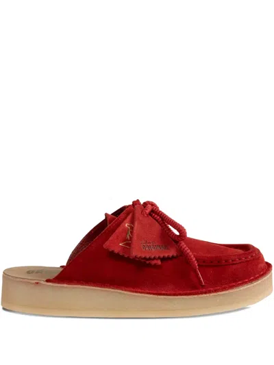 Clarks Originals Red Desert Nomad Mules In Red Suede