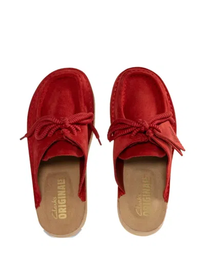 Clarks Originals Red Desert Nomad Mules In Red Suede