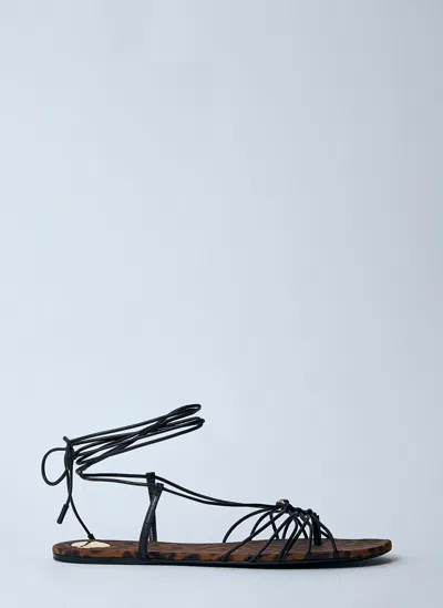 Saint Laurent Babylone Flat Brown Leopard Print Sandal In Animal Print