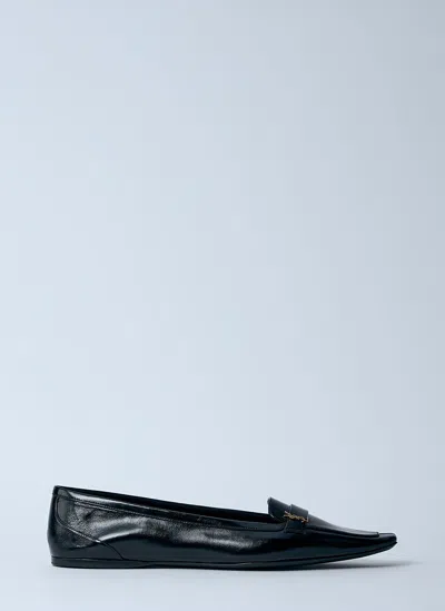 Saint Laurent Carolyn Vamp Slippers In Black
