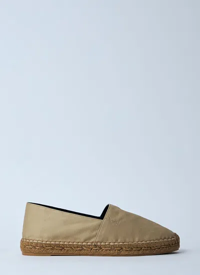 Saint Laurent Cotton Ysl Slip-on Espadrilles In Beige
