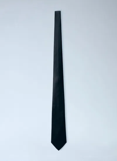 Saint Laurent Wide Tapered Tie In Silk Satin In Black