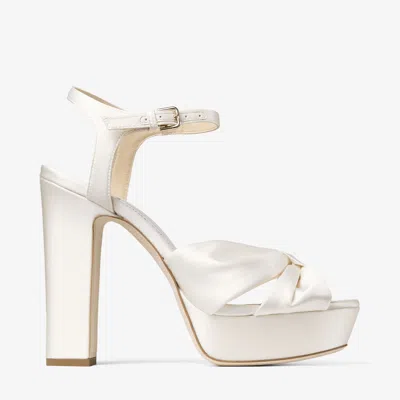 Jimmy Choo Heloise 120 Bow-embellished Lizard-effect Leather Platform Sandals In Neutral