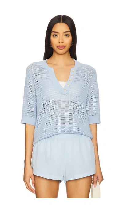 Varley Womens Cashmere Blue Callie Short-sleeves Cotton-knit Top In Light Blue