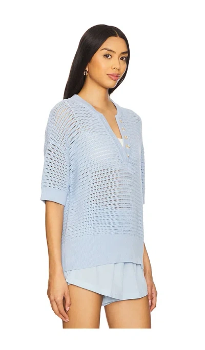 Varley Womens Cashmere Blue Callie Short-sleeves Cotton-knit Top In Light Blue