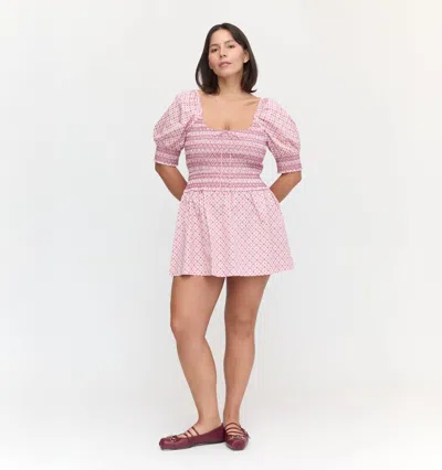 Hill House Home The Delphine Mini Nap Skirt In Rose Circular Lattice