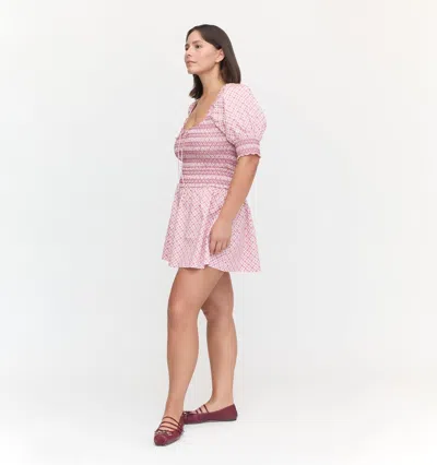 Hill House Home The Delphine Mini Nap Skirt In Rose Circular Lattice