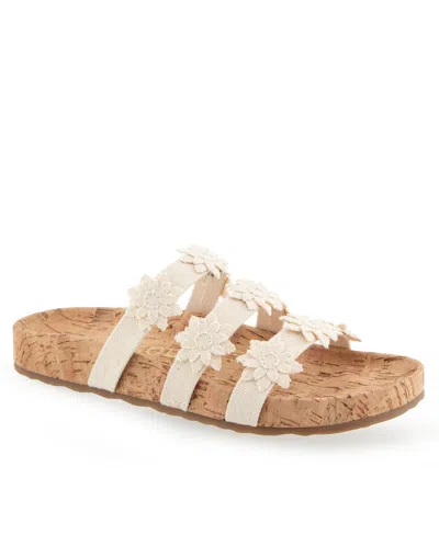 Aerosoles Women's Leflor Round Toe Flatform Sandals In Natural Canvas