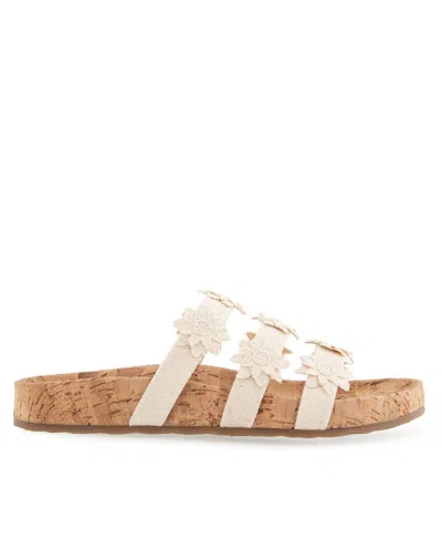 Aerosoles Women's Leflor Round Toe Flatform Sandals In Natural Canvas